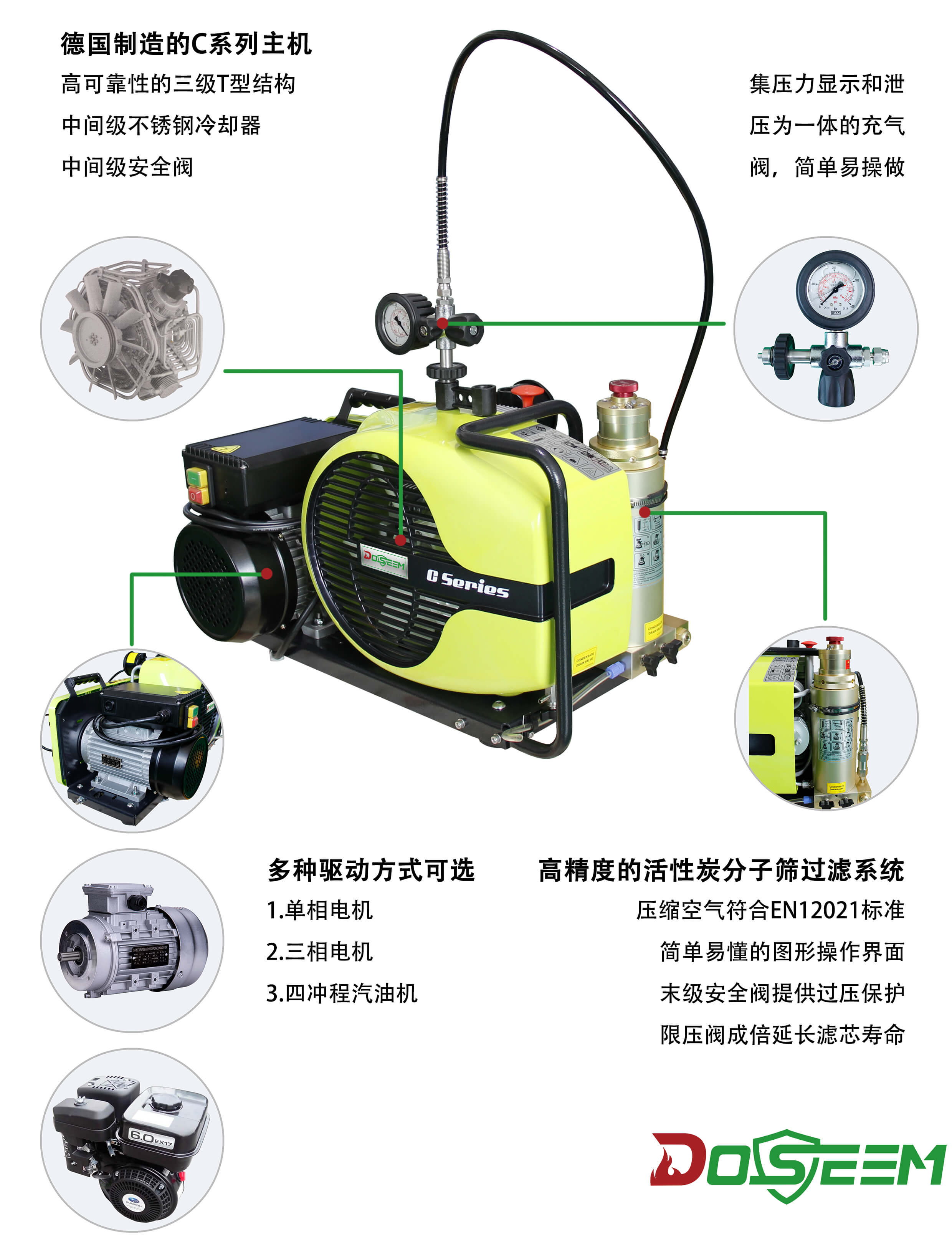 DS120-W/E/B便携式呼吸空气压缩机 1
